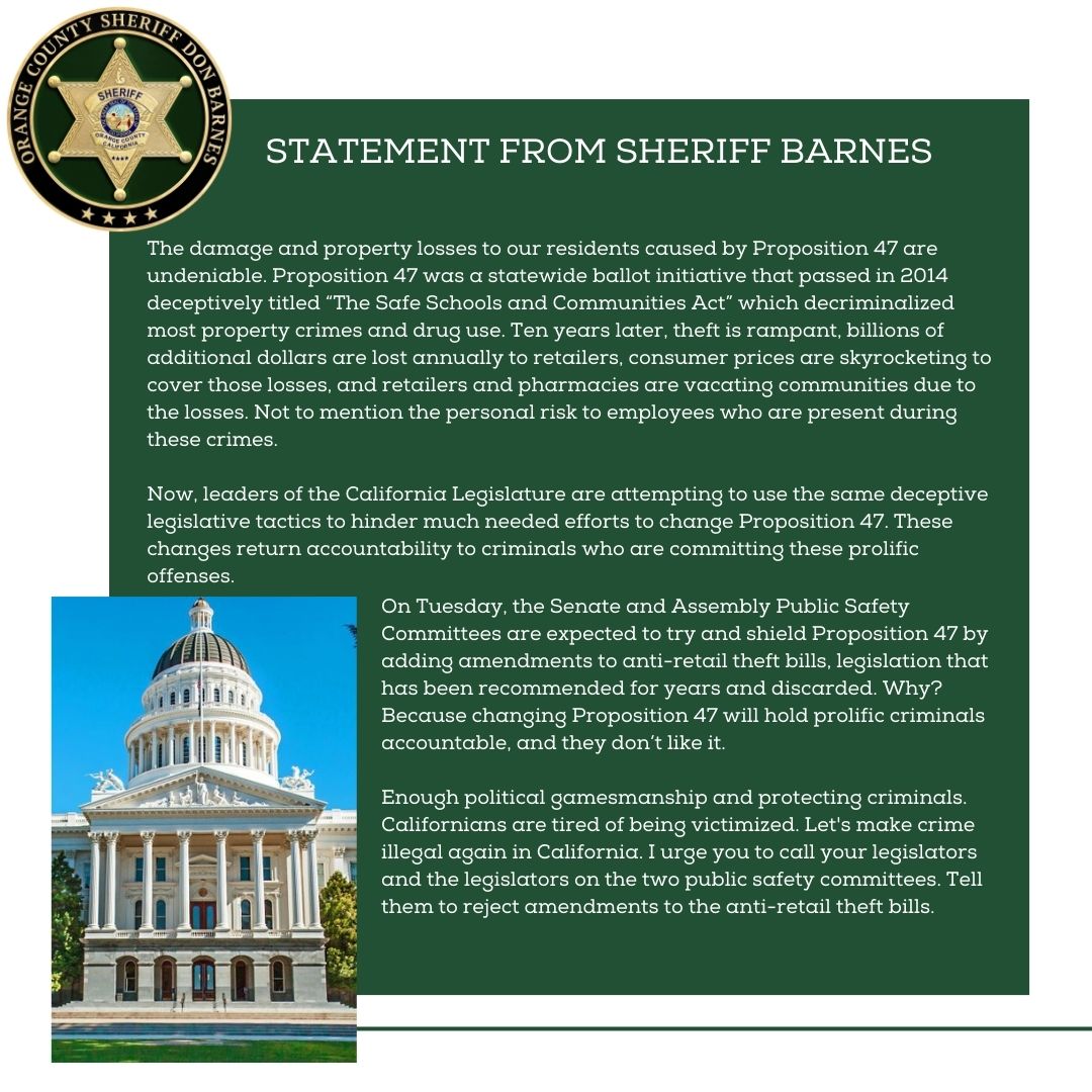 Prop 47 ‘Statements from Public Safety’ AD74 Davies